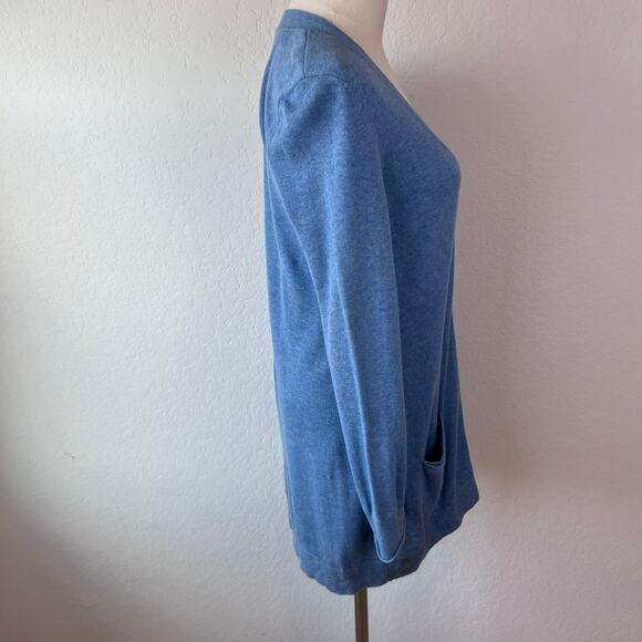 J. Jill Button Front Lightweight Cardigan Sweater sz Small 100% Cotton Blue Long - Picture 4 of 8